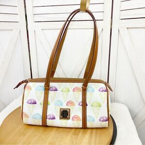 Dooney & Bourke Snowcone Barrel Shoulder Bag Purse White Pastel Leather